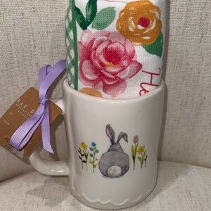 Rae Dunn White Mug with Purple Ribbon